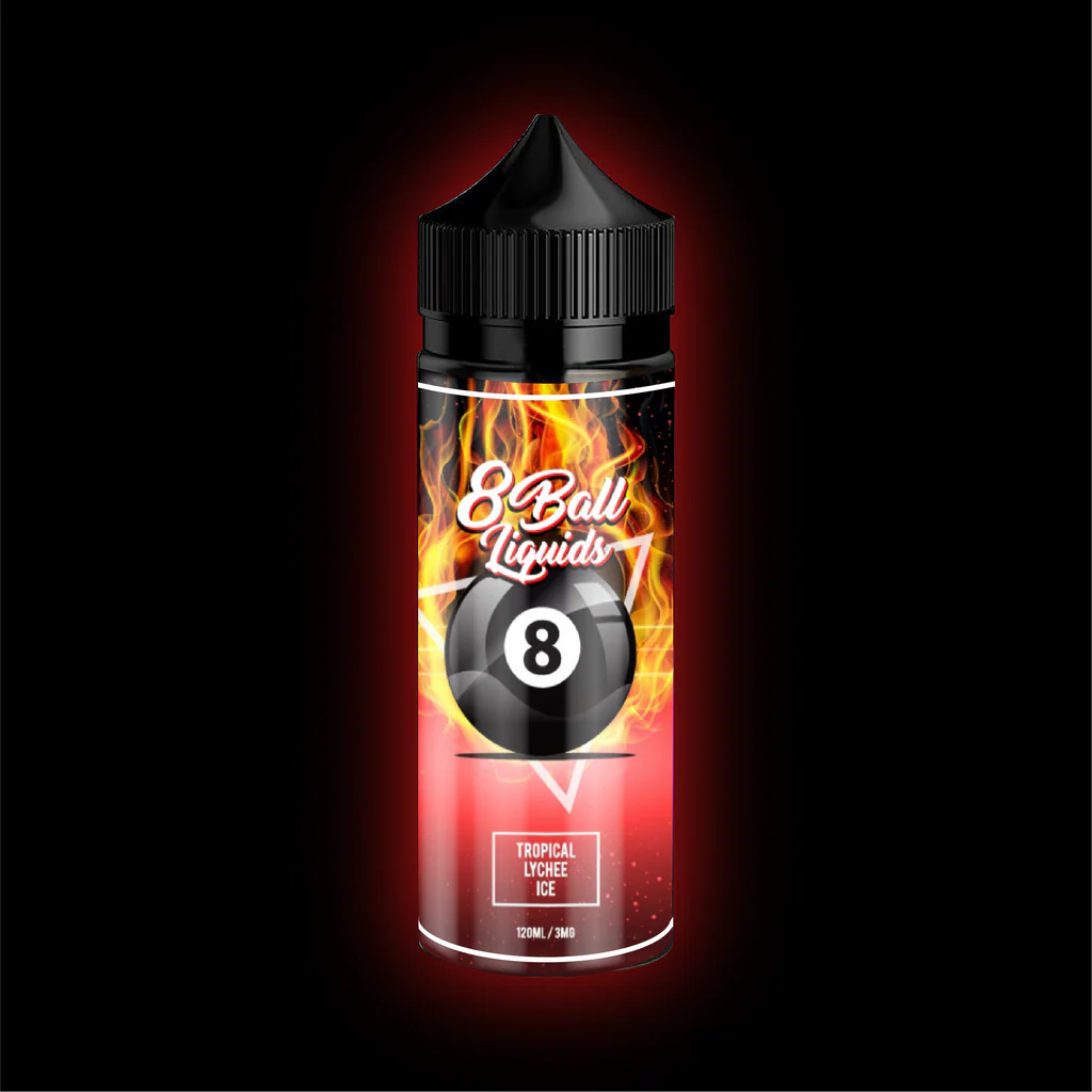 Lychee_Black_1024x1024 8BALL FREEBASE AROMA 120ML TROPICAL LYCHEE ICE - Image 1